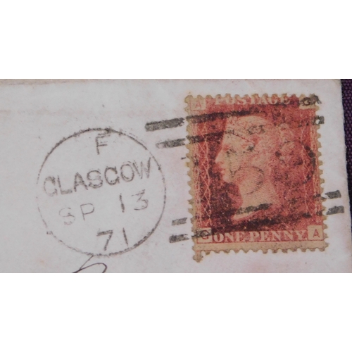 147 - Great Britain 1871 Postal History envelope posted Glasgow to Tring SG 44 cancelled with Glasgow dupl... 