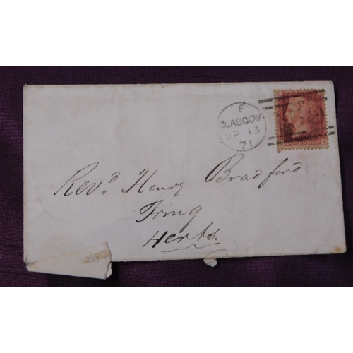 147 - Great Britain 1871 Postal History envelope posted Glasgow to Tring SG 44 cancelled with Glasgow dupl... 