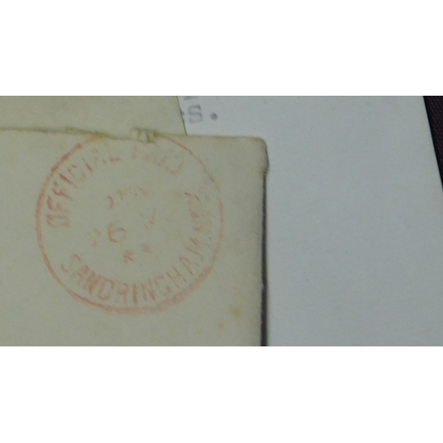 158 - Great Britain 1915-1961 Social History. Sandringham Estate office correspondence. Three letters and ... 