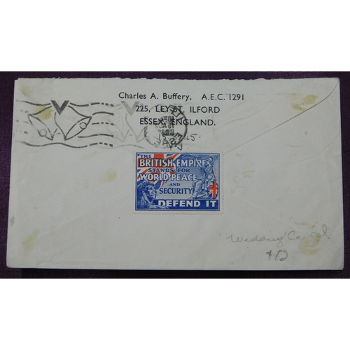 159 - Great Britain 1945 envelope posted Ilford Essex to New York SG 463-465 cancelled 15.8.45 with an Ilf... 