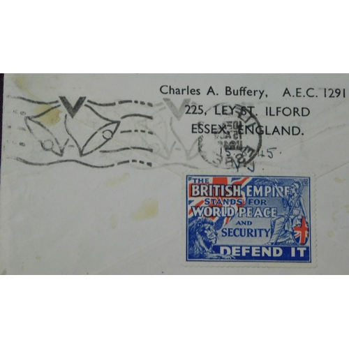 159 - Great Britain 1945 envelope posted Ilford Essex to New York SG 463-465 cancelled 15.8.45 with an Ilf... 