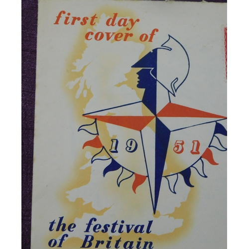 161 - Great Britain 1951 Festival of Britain FDC cancelled with Festival machine cancel. Neat typed addres... 