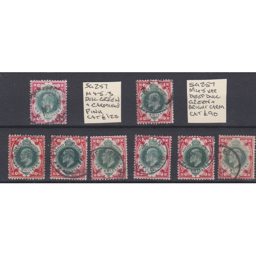 163 - Great Britain 1902-1911 Edward VII 1/- fine and cds examples including M45(3) dull green and carmine... 