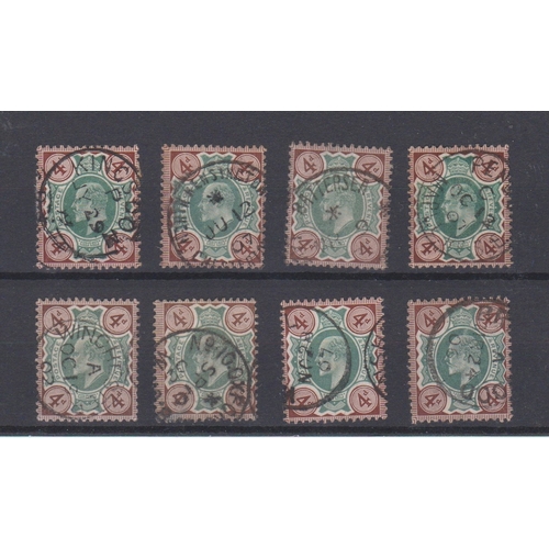 171 - Great Britain 1902-1911 Edward VII fine used 4d green & brown, cds examples (8)