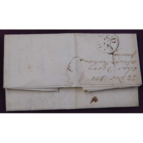 21 - Great Britain 1801 Postal History EL dated 22 Dec 1801 posted to Edinburgh Red Bishop's Mark DE/22, ... 