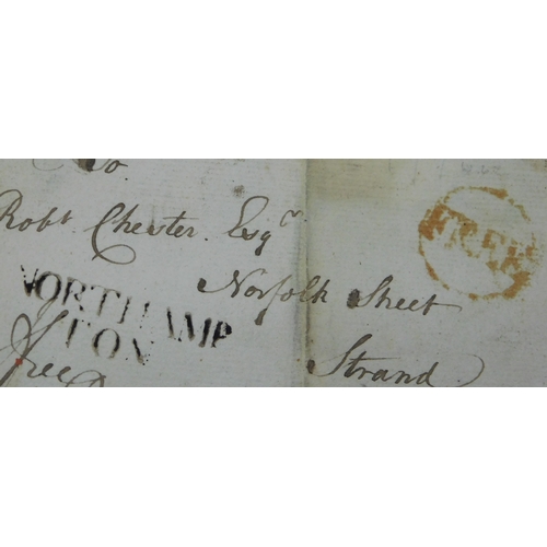 26 - Great Britain Northampton/London 1707 - Free wrapper, red 'Free' to Port Chester, Norfolk Street, St... 