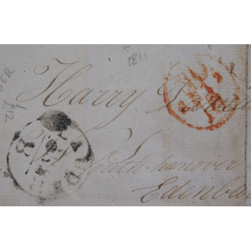 37 - Great Britain 1811 Postal History EL dated Newhall 11. Nov 18111 posted to Edinburgh black Lauder ca... 