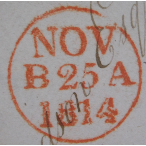 42 - Great Britain 1814 Postal History EL dated 24.11.1814 posted to Edinburgh. Manuscript 7 1/2 Red Nov/... 