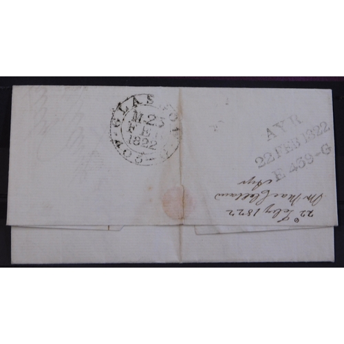 53 - Postal History 1822 EL - Ayr-Hamilton XXX Glasgow Receiving cancel in black & Ayr unframed mileage