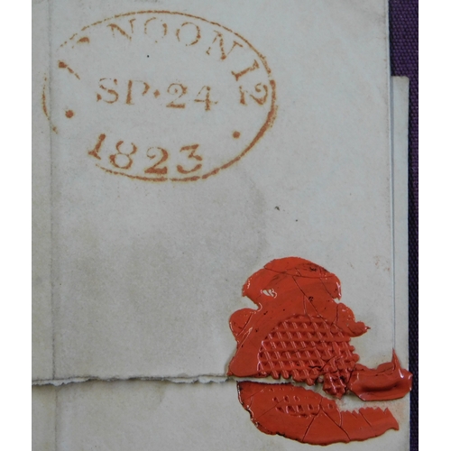 55 - Great Britain 1823 Postal History EL dated 23 Sept 1823 posted Marylebone London. Manuscript 3, red ... 