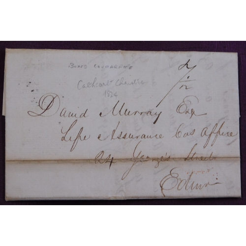 58 - Great Britain 1824 Postal History EL dated Cupar 16 May 1824 posted Edinburgh. Manuscript 7 1/2 boxe... 