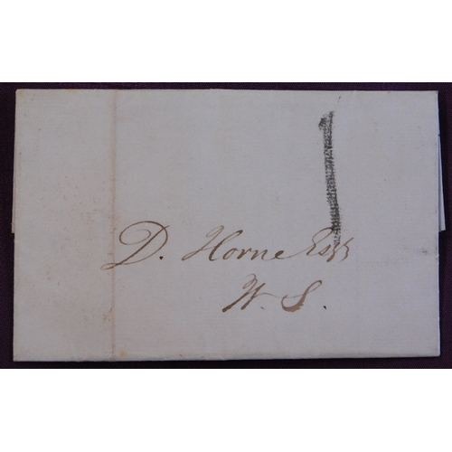 59 - Postal History 1824 EL - Edinburgh (Local) Red in framed circular XXX also hand stamped '1'