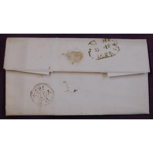 60 - Great Britain 1824 Postal History EL dated Vauxhall 17 Dec 1824 posted to Margate. Manuscript 2 fram... 