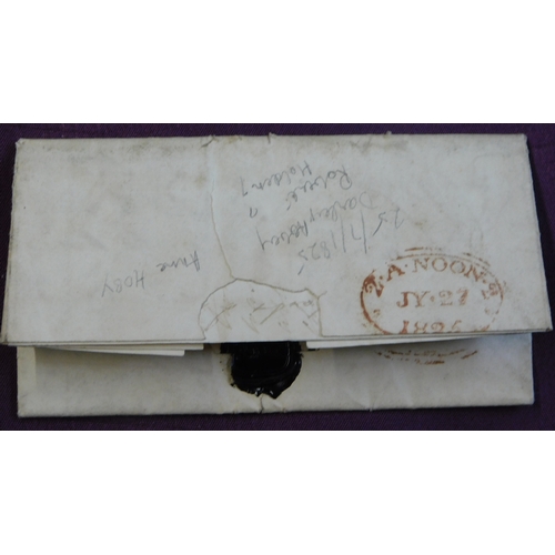 63 - Great Britain 1825 Postal History EL Cross writing letter posted to London. Manuscript 2 faded T.P.-... 