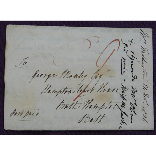 66 - Somerset/Wales 1826 EL Abergavenny to Bath with double are Abergavenny m/s '9' rate (Post Paid)