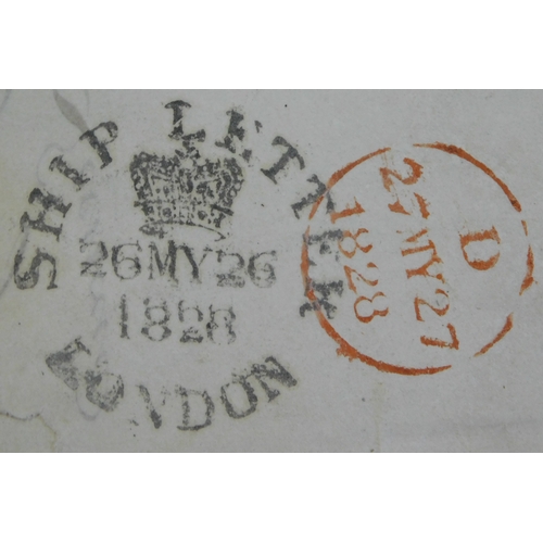 69 - Great Britain 1828 Postal History EL dated Hamburg 23 May 1828 posted to London via Intrepid Packet ... 