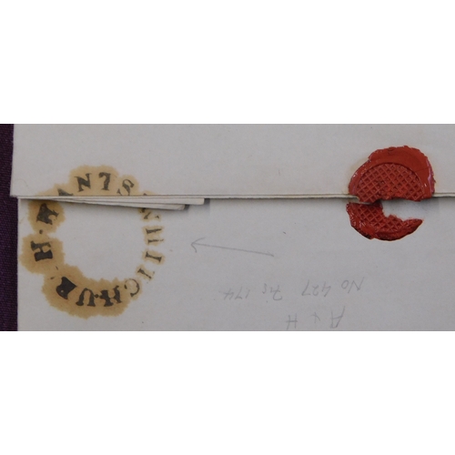 88 - Great Britain 1835 pre-stamp EL dated 30.6.1835 Whitchurch posted to Andover, back cancelled Whitchu... 