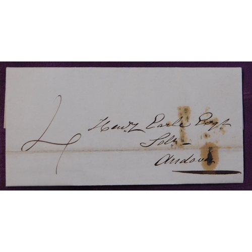 88 - Great Britain 1835 pre-stamp EL dated 30.6.1835 Whitchurch posted to Andover, back cancelled Whitchu... 