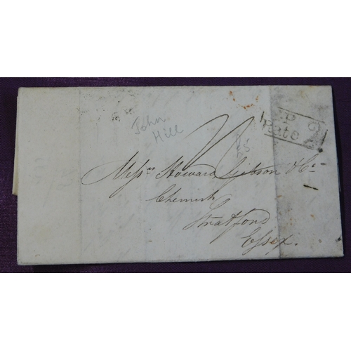 91 - Great Britain 1836 Postal History El dated Exeter 15 Oct 1836 posted to Stratford. Boxed T.P. Rate 2... 