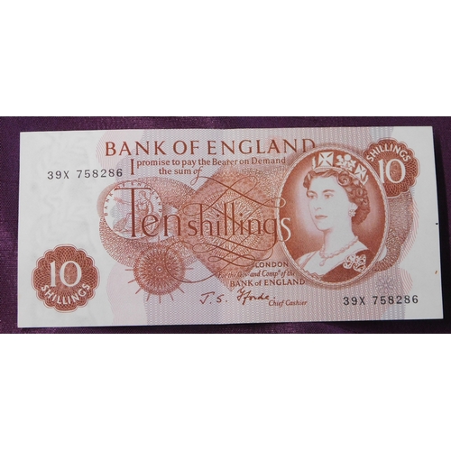 132 - Great Britain 1967 10/-, J.S. Fforde prefix 39x, run of ten consecutive GVF or better