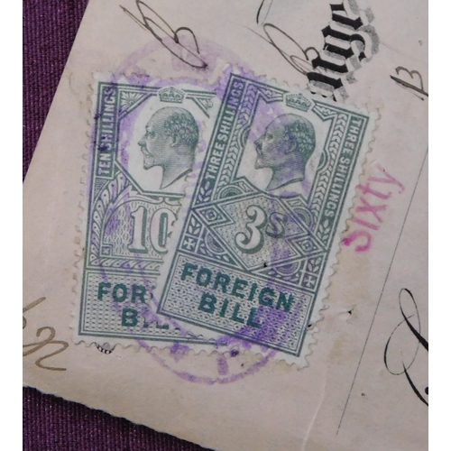 196 - Lesser Goldman Cotton Company Stroud, First Exchange to Lloyds Bank 10/- and 3/- Foreign Bill attach... 