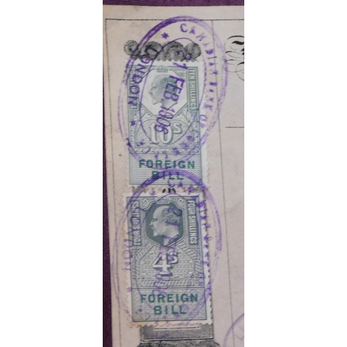 197 - Vicksburg Miss. 1906 First and Second Bills of Exchange Canadian Bank of Commerce to Lloyds Bank Ltd... 