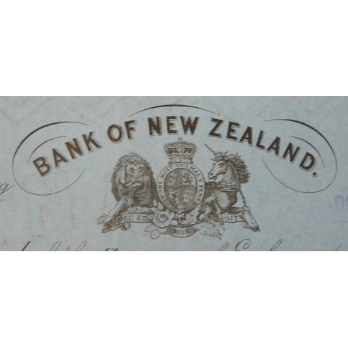 199 - Bank of New Zealand 1912 Second Bill of Exchange, black on blue, Aramis top centre, vignette at left... 