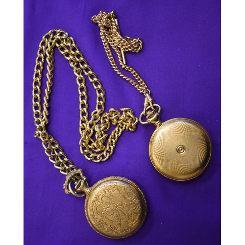 226 - Two gold coloured pocket watches. Mechanical mechanism. Nastrix, 17 Jewels Incabloc. Swiss Made, wit... 