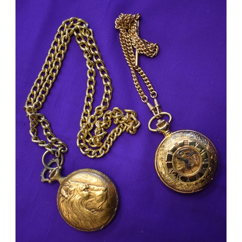 226 - Two gold coloured pocket watches. Mechanical mechanism. Nastrix, 17 Jewels Incabloc. Swiss Made, wit... 