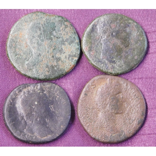 25 - Roman Sestertius (4) worn, poor to fair condition. (4 in total)