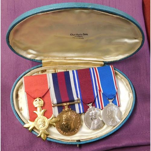 261 - British Commonwealth WWII era Indian Police MBE group of four to H.J.L. Biggie I.P. U.P., including ... 