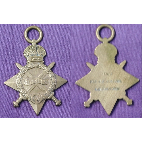 265 - British 1914-1915 Star to 12513 Pte J. Blackburn King's Own Scottish Borderers