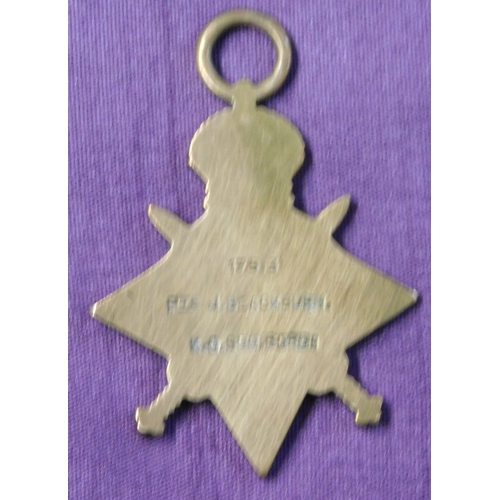 265 - British 1914-1915 Star to 12513 Pte J. Blackburn King's Own Scottish Borderers