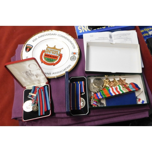 266 - British WWII six place 8th Army and Normandy Medal group and three miscellaneous medals awarded to F... 