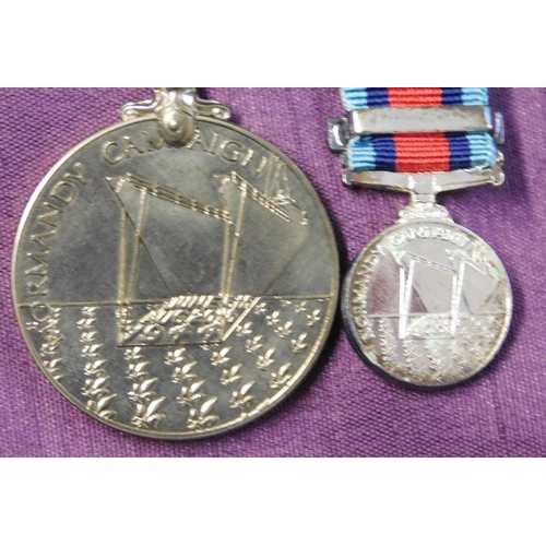 266 - British WWII six place 8th Army and Normandy Medal group and three miscellaneous medals awarded to F... 