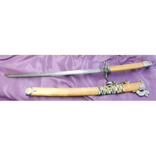 284 - Chinese made Dragon Swords (3) made for display purposes, large, medium and small size, with a fanta... 