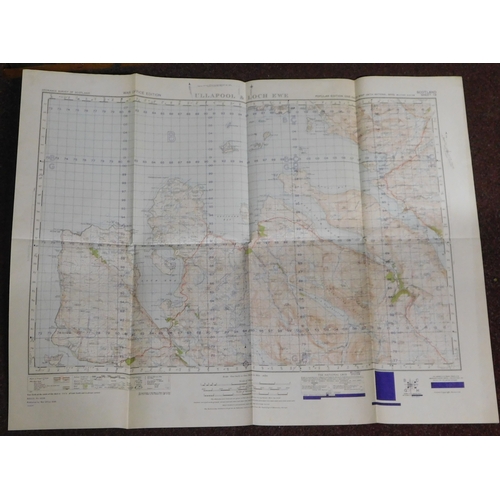 297 - Scotland - 'Ullapool & Loch Ewe' War office Edition, sheet 19, Ordnance survey map, published 1949 f... 