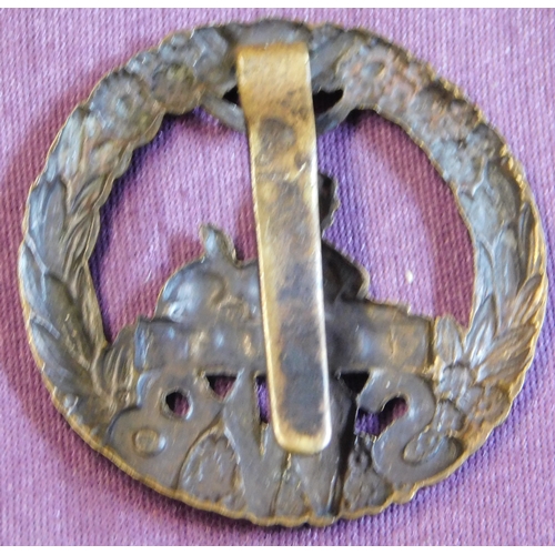 305 - British WWI South Wales Borderers (SWB) Regiment Brass Economy Cap Badge, brass with slider