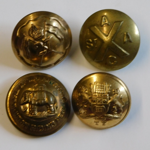 346 - British Military Buttons (4) large including 27th Lancers, St. Andrew's Ambulance Corps, Duke of Wel... 