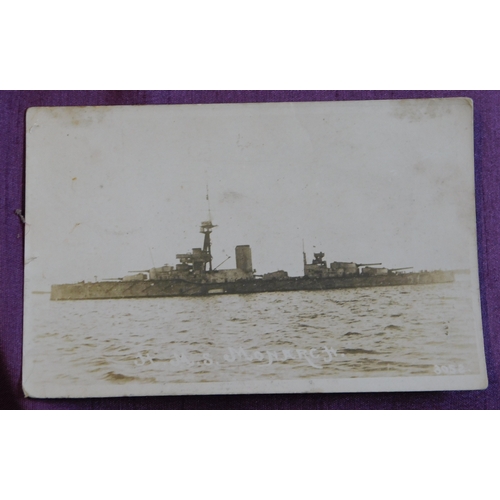 354 - British Royal Navy pictures including an A5 size  picture of H.M.S. Carnarvon - Villefranche and a p... 