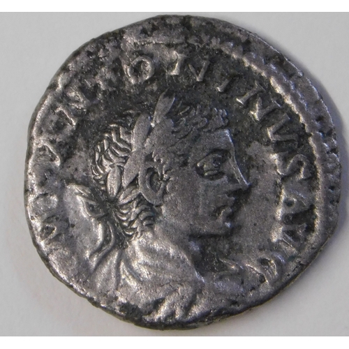 6 - Roman Elagabalus Silver Denarius. Reverse: Laetitia PVBL, depicts Laetitia standing, RCV7520 about V... 