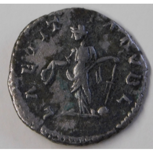 6 - Roman Elagabalus Silver Denarius. Reverse: Laetitia PVBL, depicts Laetitia standing, RCV7520 about V... 