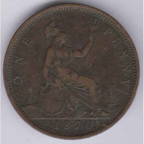 64 - Great Britain 1870 Victoria Penny VF