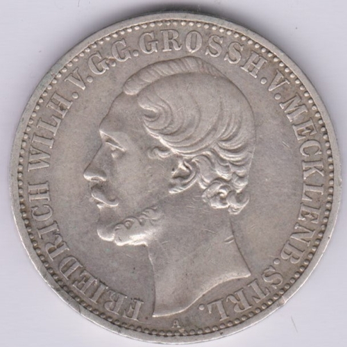 77 - Germany 1870 Silver Thaler Frederich Wilhelm, Gossh - Grand Duchy of Mecklenburg-Strelitz, GVF+