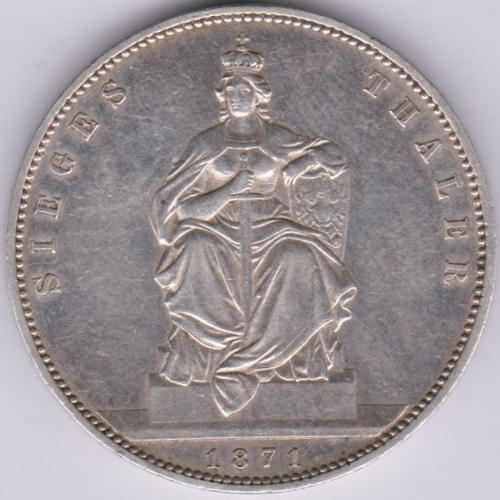 78 - Germany (Prussia) 1871 'Sieges' Thaler King William, EF