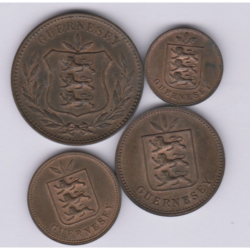 95 - Guernsey 1889 1 Double, 4 Doubles and 8 Doubles, all GVF or better with lustre (4)