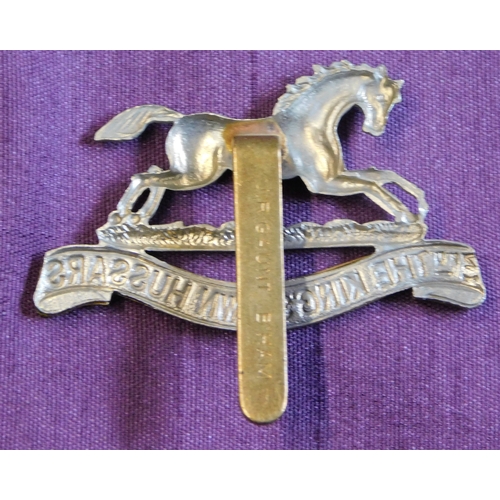 322 - British WWI 3rd The King's Own Hussars cap badge, bi metal with slider, reproduction