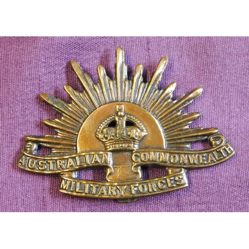 325 - British Commonwealth WWI Australian slouch cap badge, bronze with slider