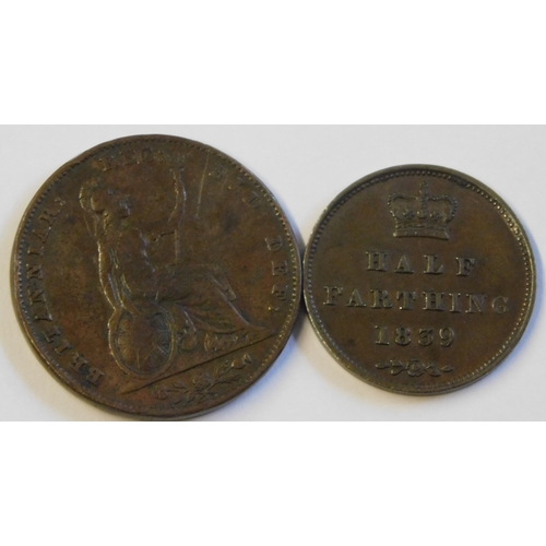 42 - Great Britain 1847 Victoria Farthing, NVF & 1839 Victoria Half Farthing, EF (2)