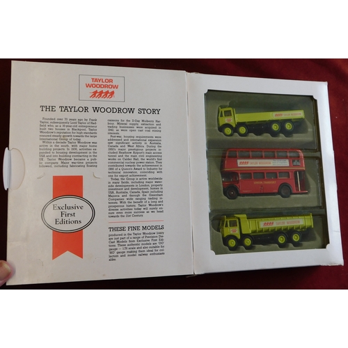 708 - Gilbow First Editions. Vehicles (x3) Taylor Woodrow Story. Lorries (x2) plus RT Bus. Very good boxed... 